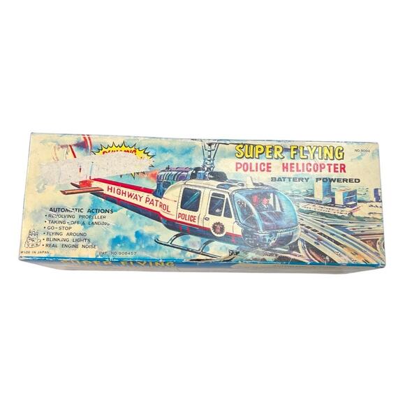 Vintage tin Super Flying Police Helicopter in original box - Picture 5 of 13